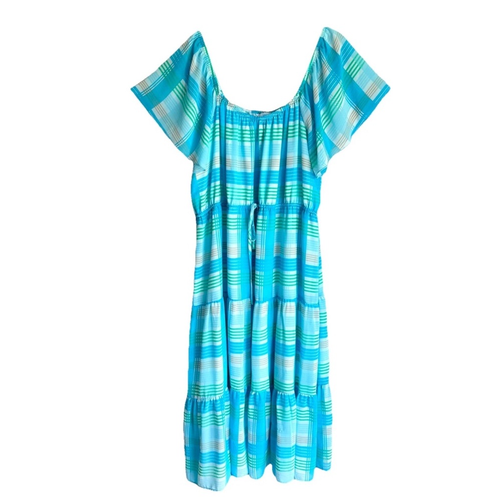 Plaid Tiered Peasant Dress | Time and Tru